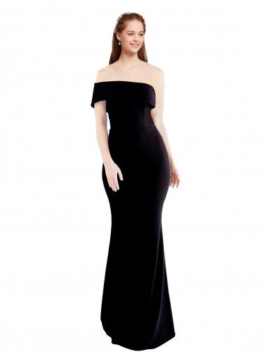 Affordable Sleeveless One Shoulder Stretch Crepe Black Long Formal Evening Dress