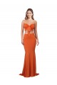 Affordable Sleeveless Strapless Spandex Orange Long Formal Evening Dress