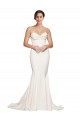 Affordable Sleeveless Strapless Stretch Satin Ivory Sweep Train Formal Evening Dress