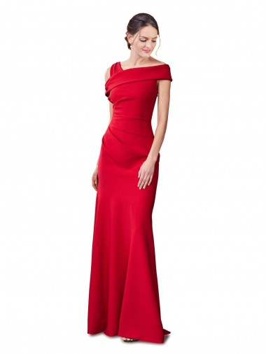 Affordable Sleeveless Stretch Crepe Red Long Formal Evening Dress