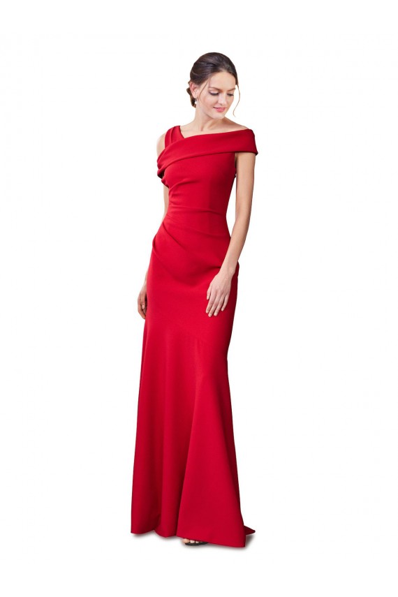 Affordable Sleeveless Stretch Crepe Red Long Formal Evening Dress