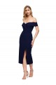 Affordable Sleeveless Sweetheart Stretch Crepe Dark Navy Midi Length Formal Evening Dress