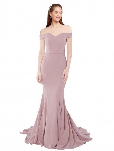 Affordable Sleeveless Sweetheart Stretch Crepe Dusty Pink Sweep Train Evening Dress