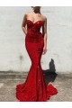 Affordable Sleeveless Sweetheart Velvet Sequin Burgundy Court Train Evening Gowns