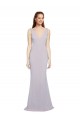 Affordable Sleeveless V-Neck Stretch Crepe Arctic Lilac Long Formal Evening Dress