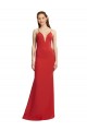 Affordable Sleeveless V-Neck Stretch Crepe Red Long Formal Evening Dress