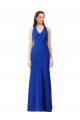 Affordable Sleeveless V-Neck Stretch Crepe Royal Blue Long Formal Evening Dress