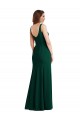 Affordable Sleeveless Square Neck Stretch Crepe Midnight Green Long Semi Formal Evening Dress