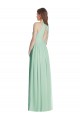 Affordable Sleeveless Halter Neck Soft Chiffon Mint Green Long Semi Formal Evening Dress