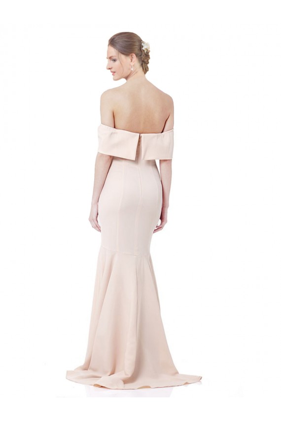 Affordable Sleeveless High Neck Stretch Crepe Nude Long Formal Evening Dress