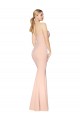 Affordable Sleeveless High Neck Stretch Crepe Nude Long Formal Dress