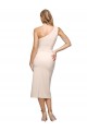 Affordable Sleeveless One Shoulder Stretch Crepe Nude Midi Length Formal Evening Dress