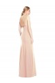 Affordable Sleeveless Bateau Neck Stretch Crepe Nude Long Semi Formal Evening Dress