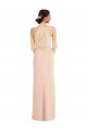 Affordable Sleeveless Halter Neck Stretch Crepe Nude Long Formal Evening Dress