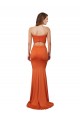 Affordable Sleeveless Strapless Spandex Orange Long Formal Evening Dress