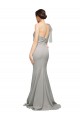 Affordable Sleeveless Sweetheart Stretch Crepe & Tulle Oyster Silver Sweep Train Formal Evening Dress