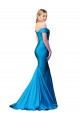 Affordable Sleeveless High Neck Satin Peacock Blue Long Formal Evening Dress