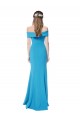 Affordable Sleeveless Off the Shoulder Stretch Crepe Peacock Blue Long Formal Dress