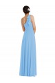 Affordable Sleeveless One Shoulder Soft Chiffon Periwinkle Long Semi Formal Evening Dress