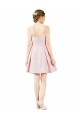 Affordable Sleeveless Sweetheart Satin Pink Knee Length Evening Dress