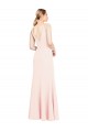 Affordable Sleeveless High Neck Stretch Crepe Pink Long Formal Evening Dress