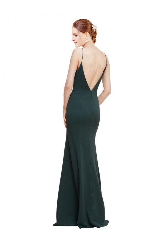 Affordable Sleeveless V-Neck Stretch Crepe Pink Long Formal Dress