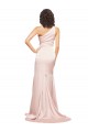 Affordable Sleeveless One Shoulder Silky Satin Pink Long Black Tie Evening Dress
