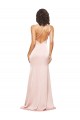 Affordable Sleeveless One Shoulder Silky Satin Pink Long Formal Evening Dress