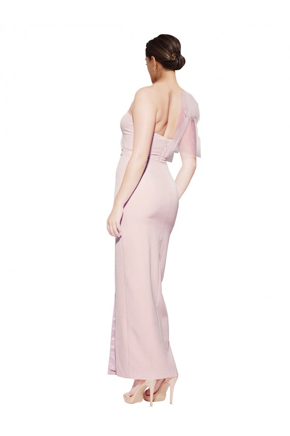 Affordable Sleeveless Sweetheart Stretch Crepe Pink Long Formal Evening Dress