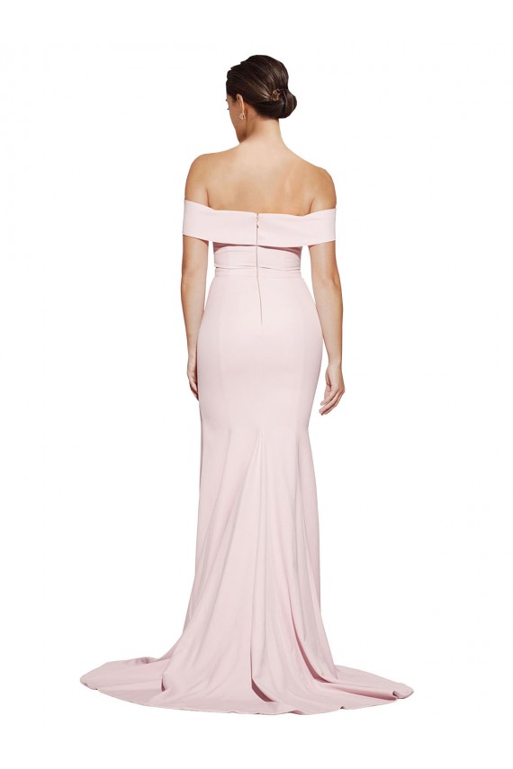 Affordable Sleeveless Square Neck Stretch Crepe Pink Sweep Train Formal Evening Dress