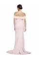 Affordable Sleeveless Square Neck Stretch Crepe Pink Sweep Train Formal Evening Dress