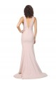 Affordable Sleeveless V-Neck Stretch Crepe Pink Sweep Train Black Tie Evening Dress