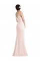 Affordable Sleeveless V-Neck Stretch Crepe Pink Long Formal Evening Dress