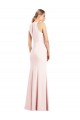 Affordable Sleeveless V-Neck Stretch Crepe Pink Long Semi Formal Evening Dress