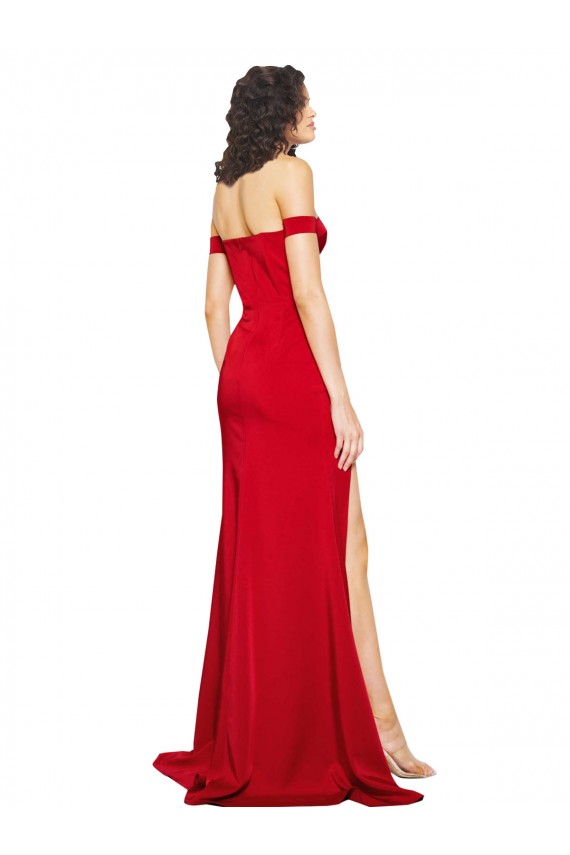 Affordable Sleeveless Sweetheart Silky Satin Red Long Formal Evening Dress