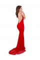 Affordable Sleeveless High Neck Lace Red Long Evening Dress
