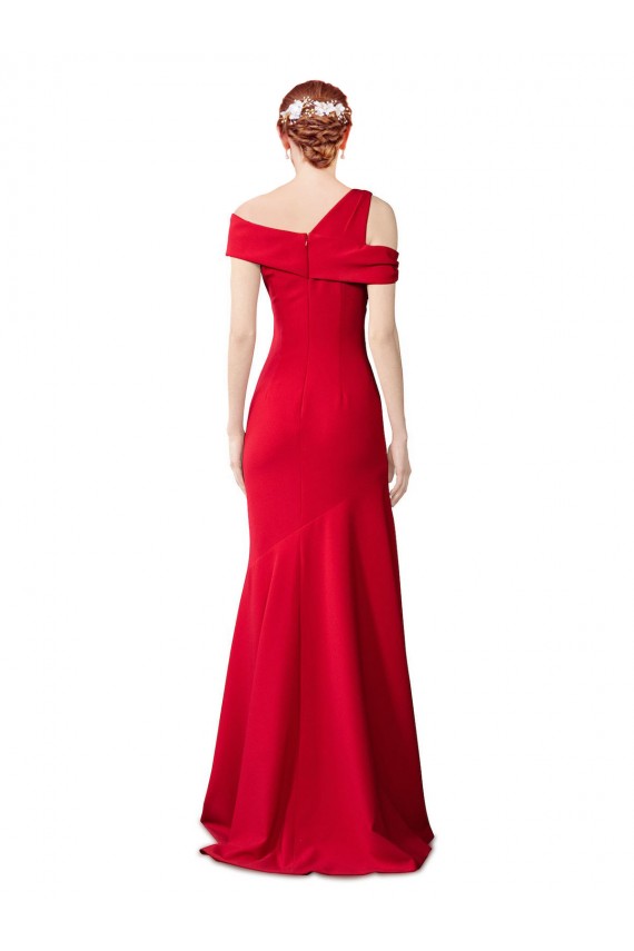 Affordable Sleeveless Stretch Crepe Red Long Formal Evening Dress