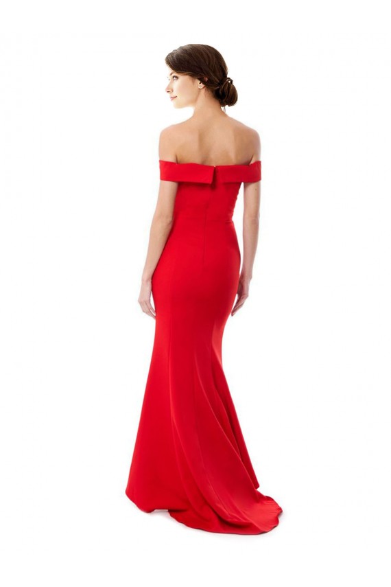 Affordable Sleeveless High Neck Stretch Crepe Red Long Formal Evening Dress