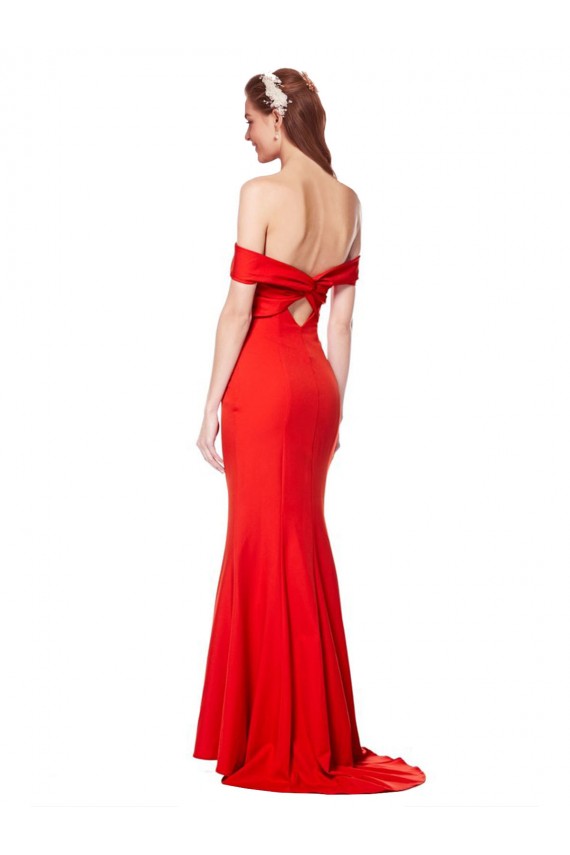 Affordable Sleeveless High Neck Stretch Crepe Red Long Evening Dress