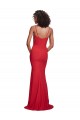 Affordable Sleeveless Spaghetti Straps Stretch Crepe Red Long Evening Dress
