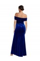 Affordable Sleeveless Off the Shoulder Stretch Velvet Royal Blue Long Formal Evening Dress