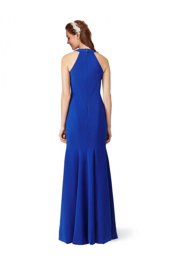 Affordable Sleeveless V-Neck Stretch Crepe Royal Blue Long Formal Evening Dress