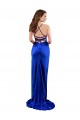 Affordable Sleeveless Cowl Neck Silky Satin Royal Blue Long Formal Evening Dress