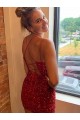 Affordable Sleeveless V-Neck Velvet Sequin Royal Blue Short Evening Dress