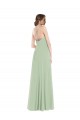 Affordable Sleeveless Scoop Neck Soft Chiffon Sage Long Semi Formal Evening Dress