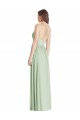 Affordable Sleeveless V-Neck Soft Chiffon Sage Long Semi Formal Evening Dress