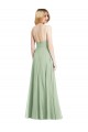 Affordable Sleeveless Square Neck Soft Chiffon Sage Long Formal Evening Dress