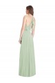 Affordable Cold Shoulder V-Neck Soft Chiffon Sage Long Semi Formal Evening Dress