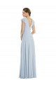 Affordable Flutter Sleeves Bateau Neck Soft Chiffon Sea Glass Long Formal Evening Dress
