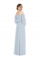 Affordable Puff Sleeves Sweetheart Soft Chiffon Sea Glass Long Formal Evening Dress